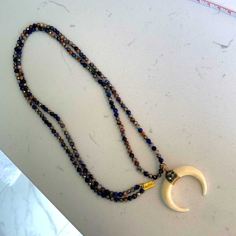 Long beaded horn necklace